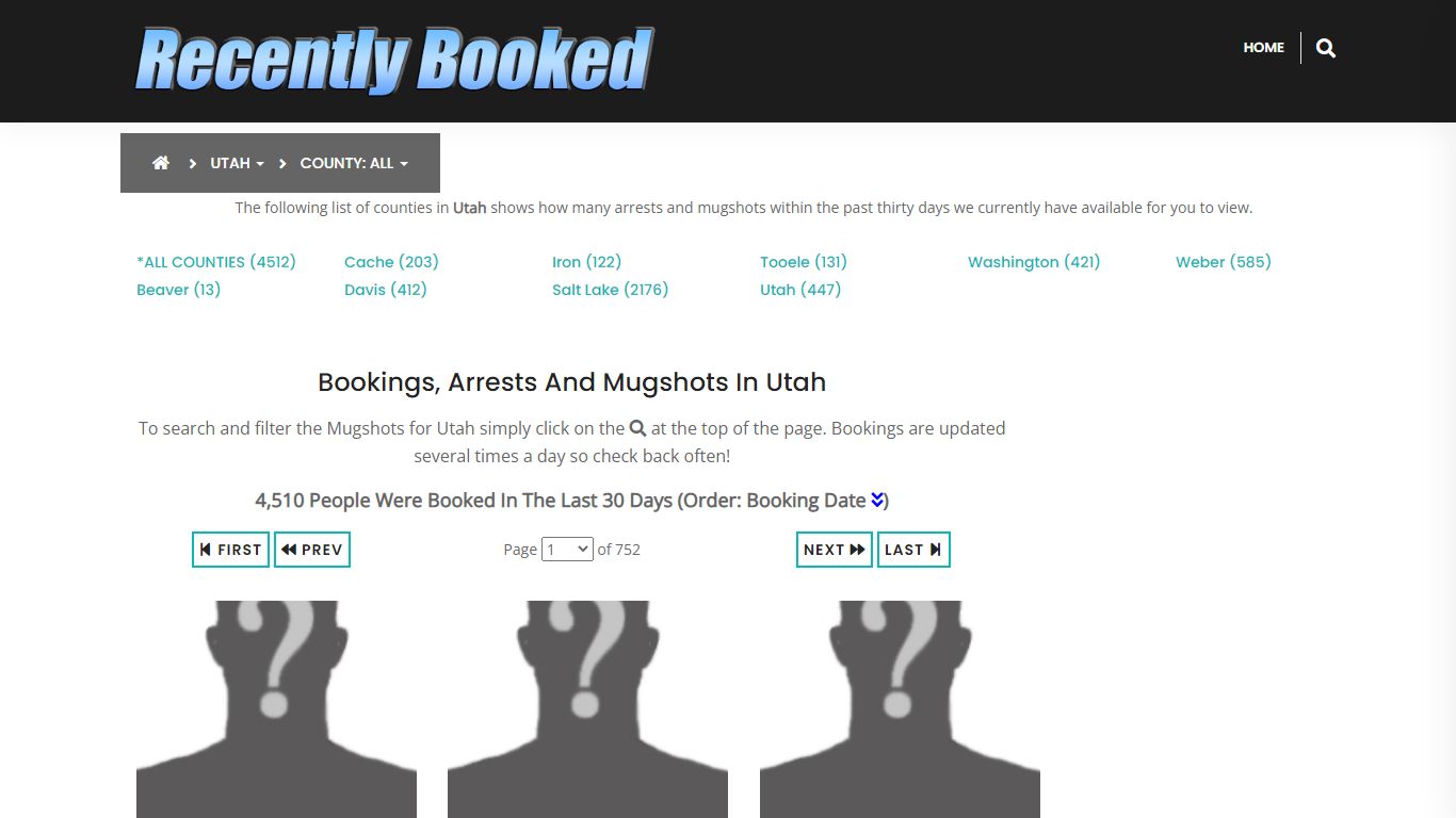 Recent bookings, Arrests, Mugshots in Salt Lake County, Utah